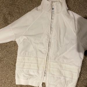 White adidas zip up wind breaker - Size small